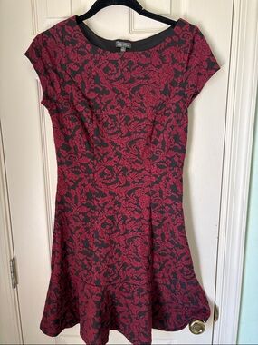 Lily Rose Red and Black Floral Fit-and-Flare Mini Dress